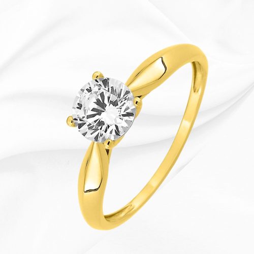 Solitaire en or jaune 375/000 et oxyde de zirconium, 5mm, Celeste n°3, L'Etabli du Bijoutier, Haguenau