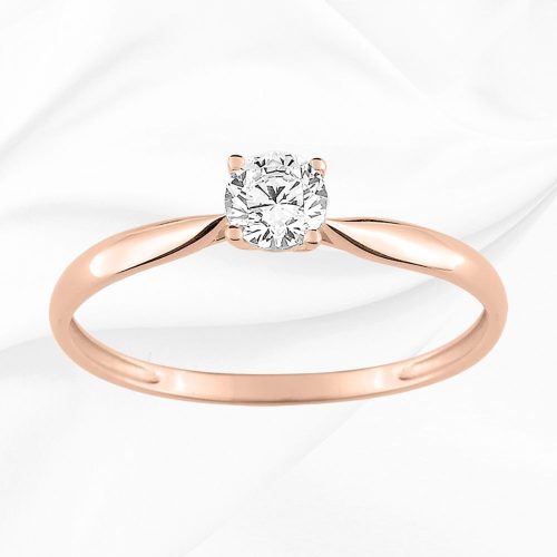 Solitaire en or rose 375/000 et oxyde de zirconium, 4.3mm, Celeste n°1, L'Etabli du Bijoutier, Haguenau