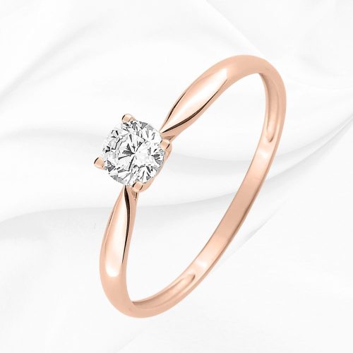 Solitaire en or rose 375/000 et oxyde de zirconium, 4.3mm, Celeste n°1, L'Etabli du Bijoutier, Haguenau