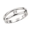 Bague Solitaire Équilibre en or blanc 18 carats, double anneau ouvert et diamant rond.