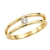 Bague Solitaire Équilibre en or jaune 18 carats, double anneau poli et diamant rond.