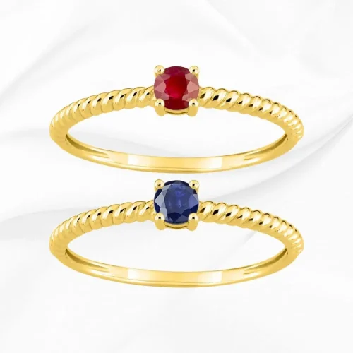 Solitaires torsade en Or 750/000 et rubis et saphir, L'Etabli du Bijoutier